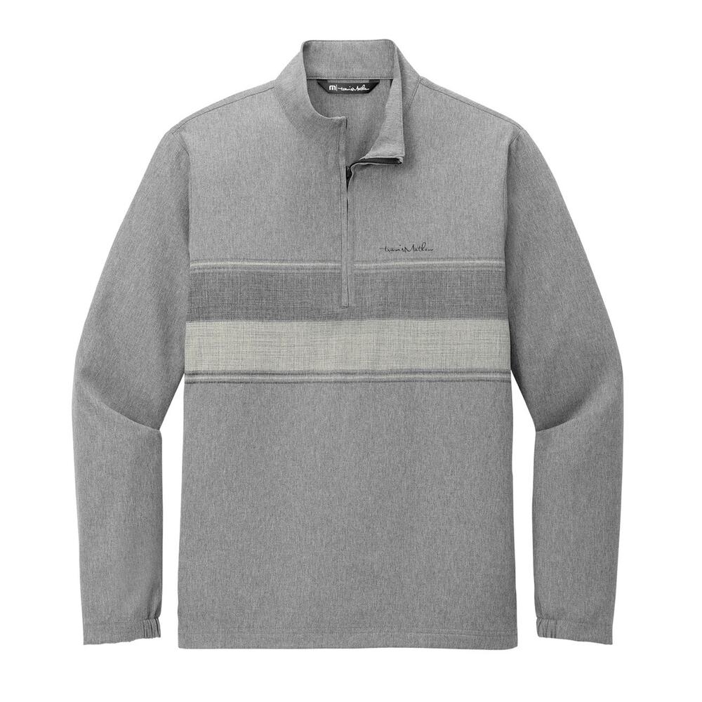 Travis Mathew |  gray Balboa Chest Stripe 1/4-Zip pullover jacket top | small